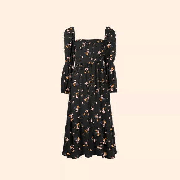 REFORMATION Mica Floral Midi Smocked Puff Sleeves Dress in Evita size 6/8 - Picture 5 of 11